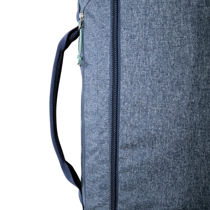Close up of grab handle next to zipper on Tatonka Duffel Roller - Navy