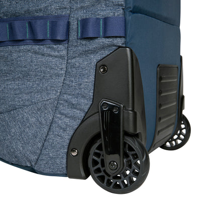 Close up of wheels on Tatonka Duffel Roller - Navy
