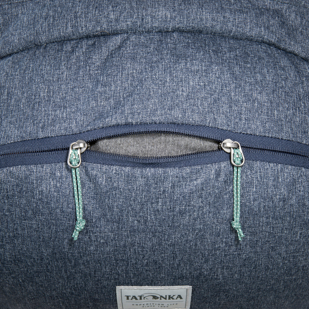 Close up of main compartment zipper on Tatonka Duffel Roller - Navy